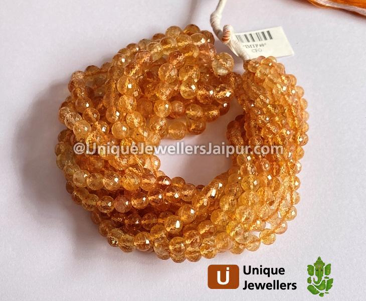 Imperial Topaz Faceted Round Ball Beads